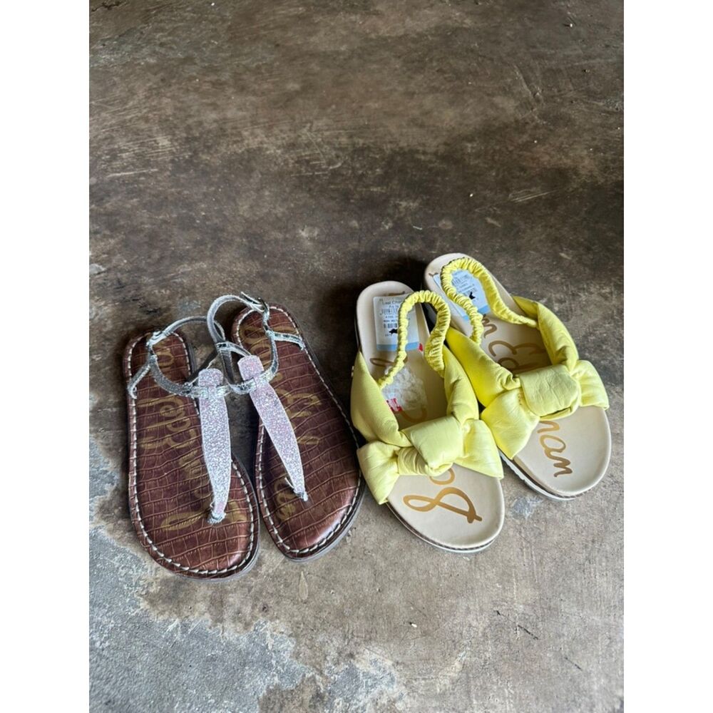 Sam Edelman 2 Pair Bundle Girls Sandals 4 Big Kid NWT Church Party Pink Yellow